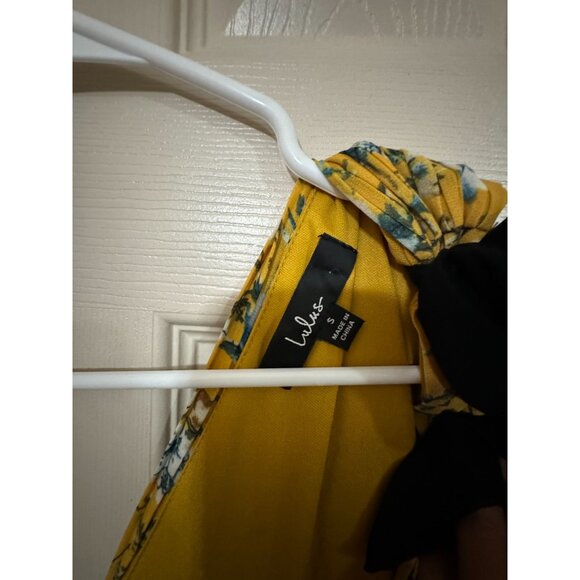 NEW Lulus Such Sophistication Yellow Floral Print Pleated Maxi Dress SZ SMALL L2 - Picture 5 of 5